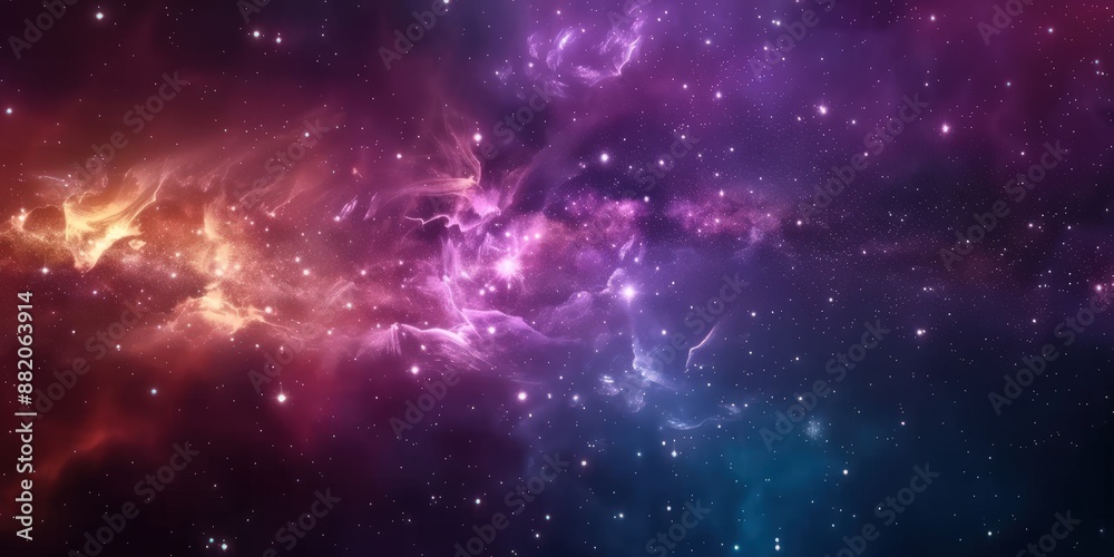 Naklejka premium Cosmic Nebula with Vivid Colors and Sparkling Stars