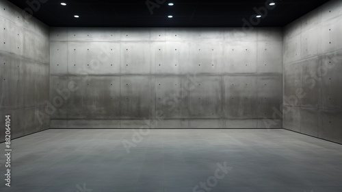Empty Minimalist Concrete Room with Modern Spotlight Lighting