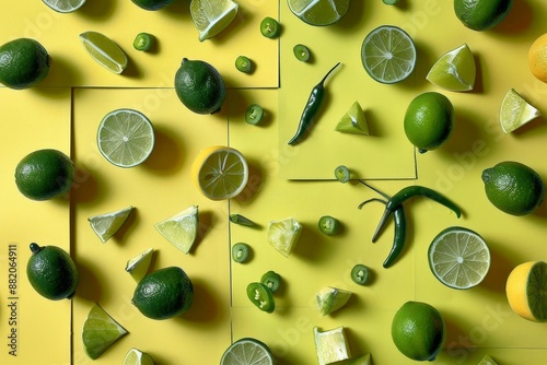 Lime and chili pepper backg...
