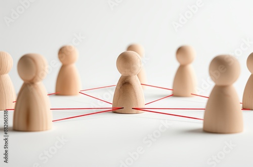 people connected by a red line