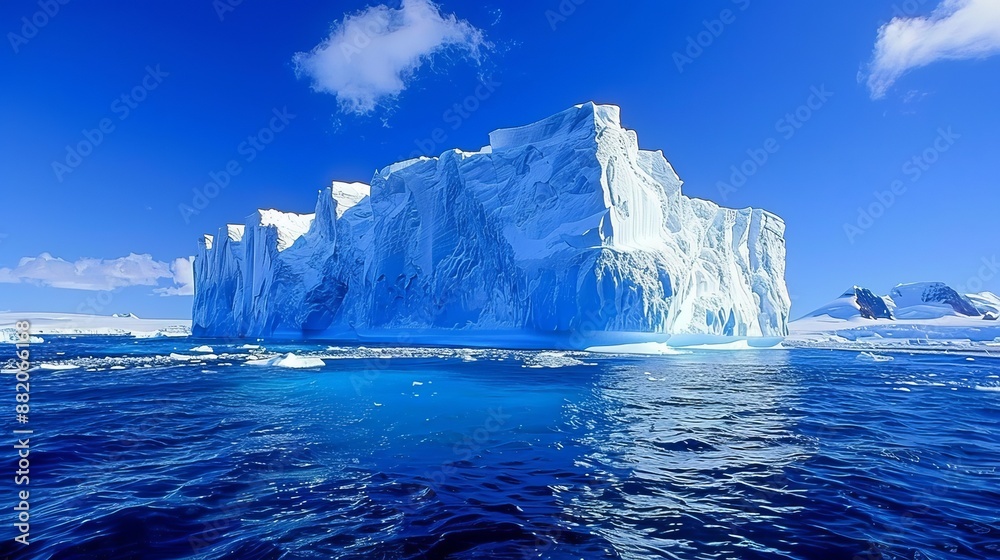 A massive block of ice, an iceberg, can be found in the Southern Atlantic Ocean near South Georgia. A massive block of ice, an iceberg, can be found in the Southern Atlantic Ocean near South Georgia.