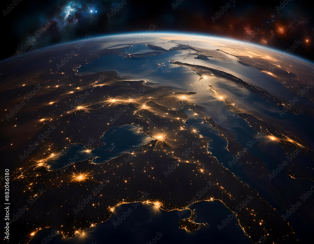 Fototapeta premium A Planet Amidst the Infinity of Space - Generative AI