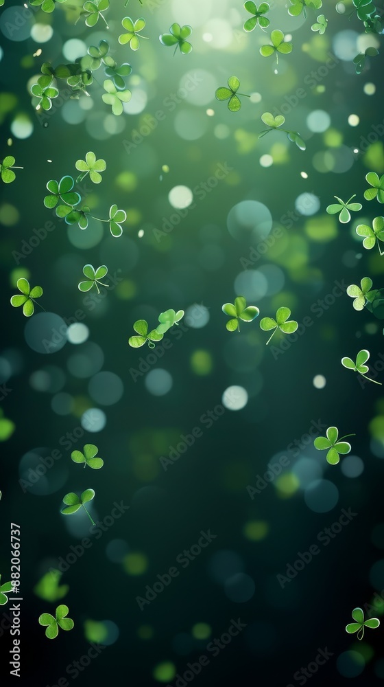 Clover Confetti with Green Bokeh Background Clover Confetti with Green Bokeh Background