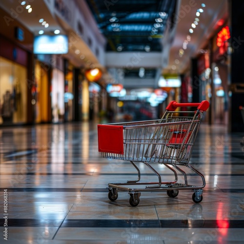 Collection of Shopping Carts in an Empty Mall