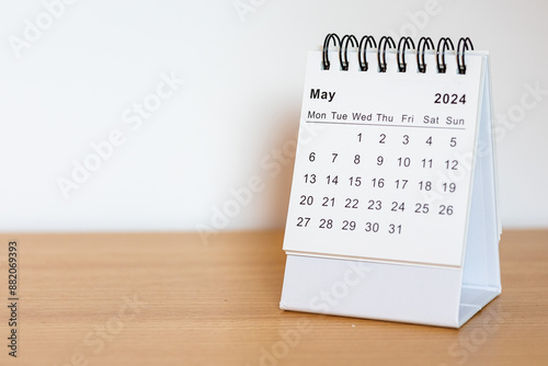 2024 calendar - May month page on the wooden desk