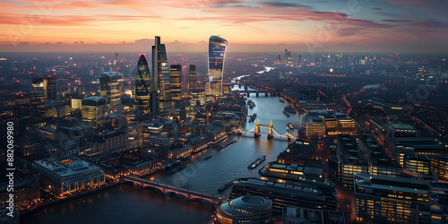 Wallpaper Mural Aerial View of London Skyline with Iconic Landmarks at Dusk Torontodigital.ca
