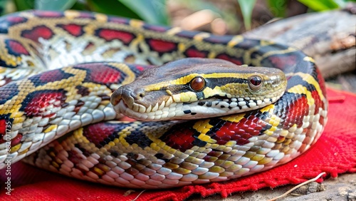 Reticulated python (Malayopython reticulatus) snake sometimes known as Royal Python or Ball Python