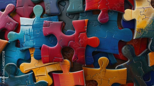 A Colorful Jigsaw Puzzle Close-Up