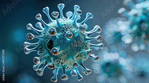 Intriguing Macro View of Cyan Hepatitis B Virus Revealing Intricate Anatomy in Natural Light photo