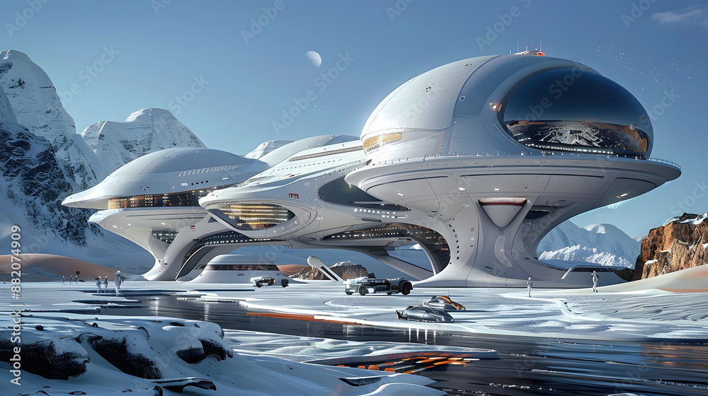 Spaceship or station with an expedition in outer space. AI Generated Spaceship or station with an expedition in outer space. AI Generated