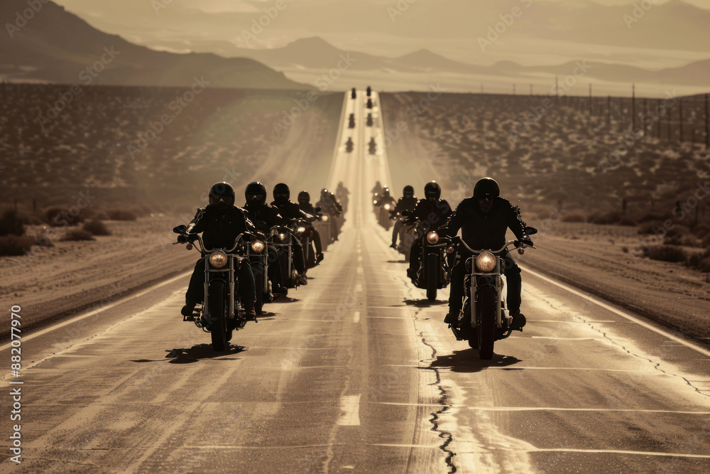 A biker gang on a desert highway