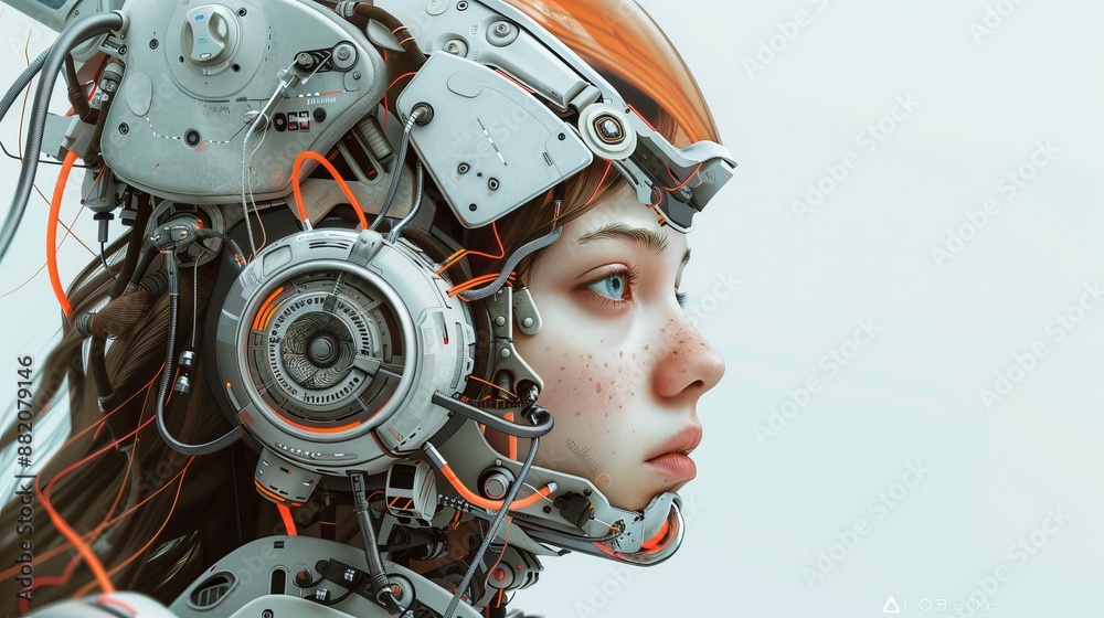 Fototapeta premium A woman with robotic parts