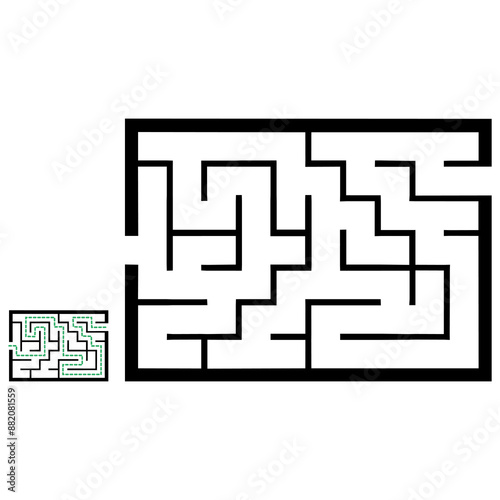 Illustration with simple labyrinth, maze conundrum for kids. Baby puzzle with entry and exit. Children riddle game.