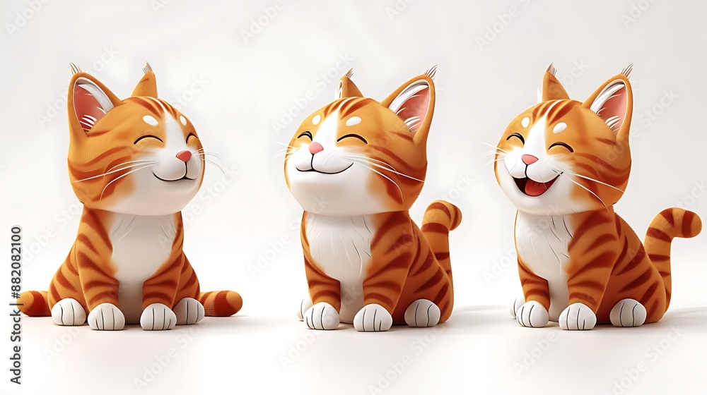 3d cartoon cat set adorable 3d cartoon cat set adorable