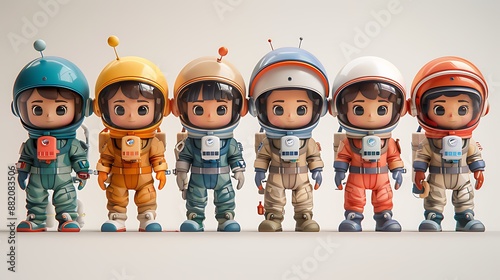 3d cartoon kid set adorable