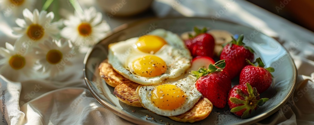 Reusable cloth napkin with eco-friendly breakfast spread, Quick Breakfast, Zero-waste and stylish morning meal Reusable cloth napkin with eco-friendly breakfast spread, Quick Breakfast, Zero-waste and stylish morning meal