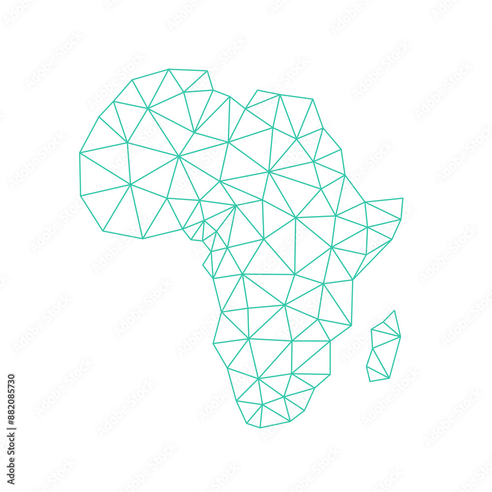 Fotografie Africa geometric map - modern style low poly triangles