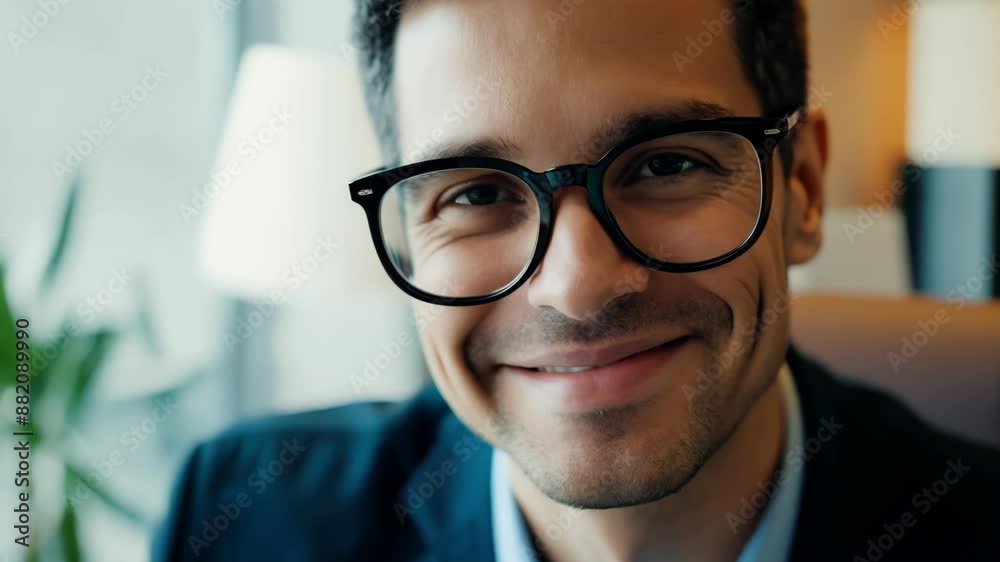 Smiling Man with Glasses Close-up Smiling Man with Glasses Close-up
