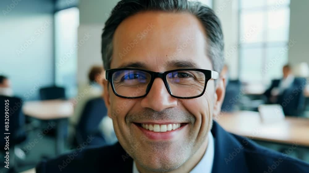 Professional Man Smiling in Office Environment Professional Man Smiling in Office Environment