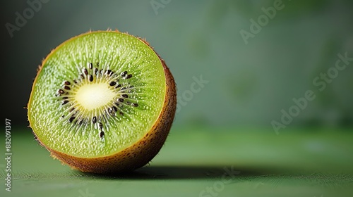 Juicy, ripe kiwi with a fresh, vibrant look and plenty of copy space photo