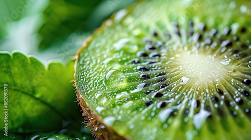 Juicy, ripe kiwi with a fresh, vibrant look and plenty of copy space photo