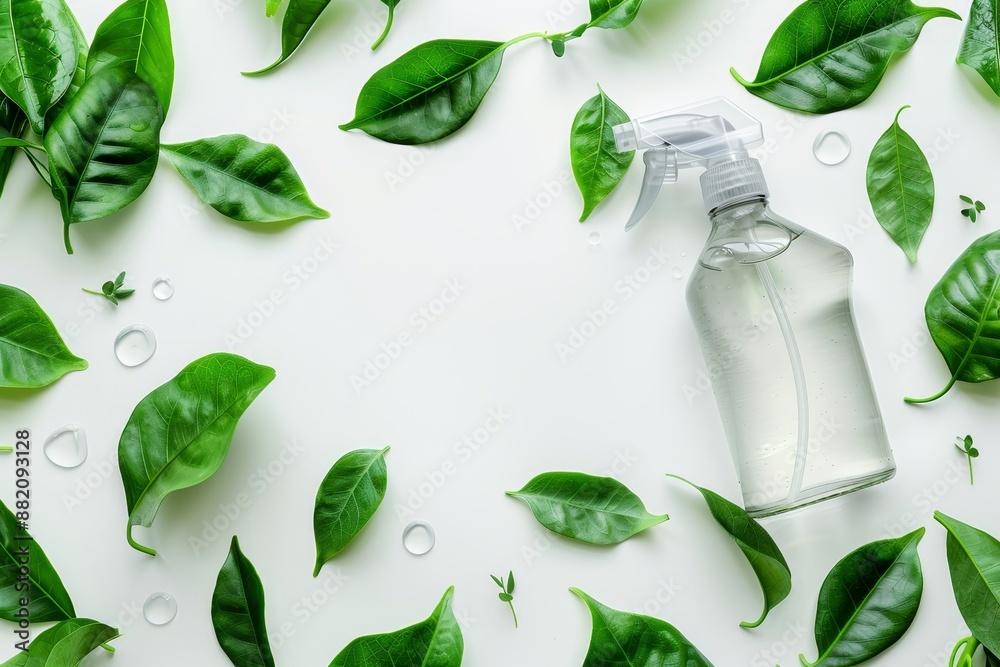 Natural cleaning spray with a white background for eco-friendliness