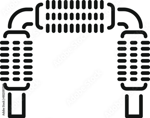 Line drawing of a car exhaust pipe connecting with a muffler, reducing harmful gases and noise pollution