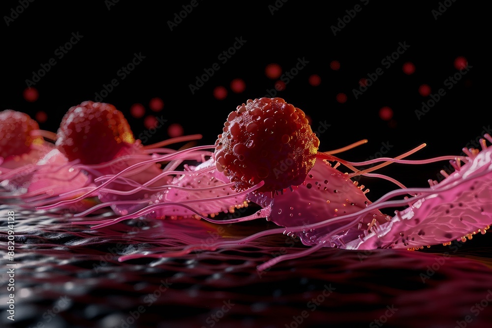 3D rendering illustration of white blood cells attacking an infected or ...