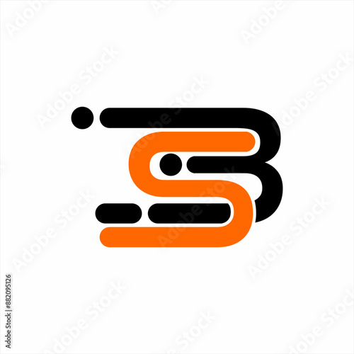 Abstract SB or BS  letter logo design with fast concept.