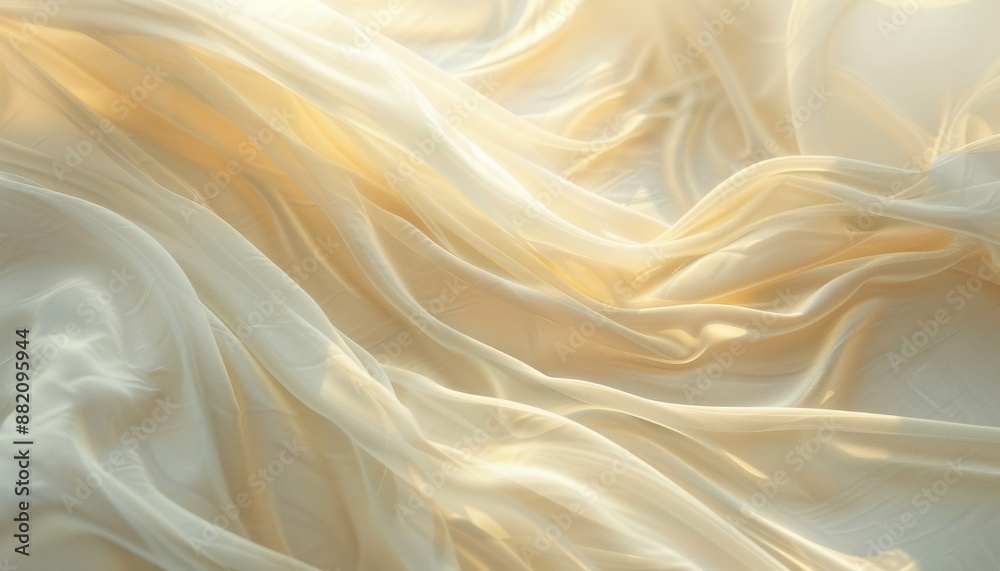 Obraz premium Ethereal Flowing Fabric with Delicate Soft Textures and Gentle Light, Dreamy Peaceful Atmosphere, Background with Copy Space
