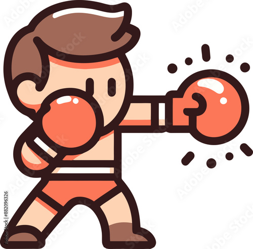 boxer with red gloves punching cartoon illustration