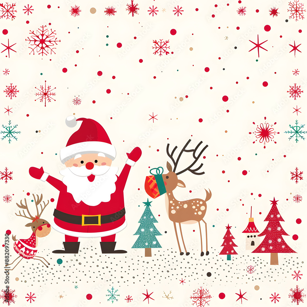 2D illustrated New Year card in a cute graphic style 2D illustrated New Year card in a cute graphic style