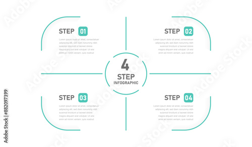 A modern linear infographic template for a presentation of four options. A business template for the design of a page, slide or website