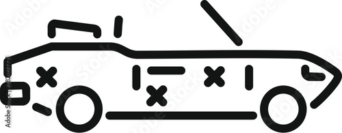 Line icon of a damaged car, representing car insurance and repair