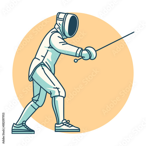 fencing sport player in action illustration