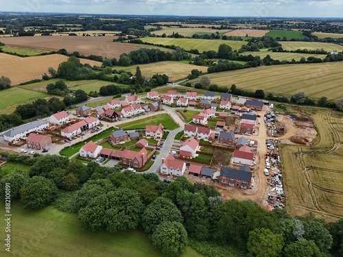 Finchingfield new build houses estate drone,aerial  