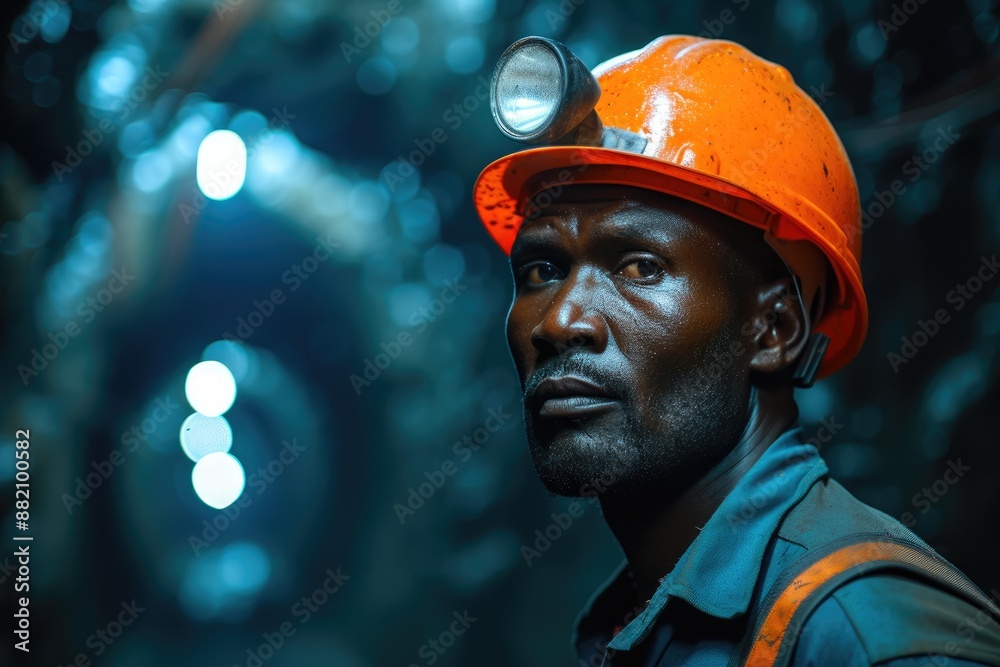 Mining Tunnel Scene with African Laborer Mining Tunnel Scene with African Laborer