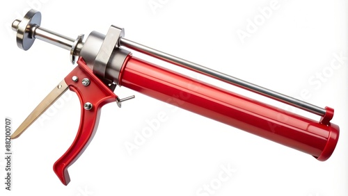 Red Caulking Gun Isolated On White Background photo
