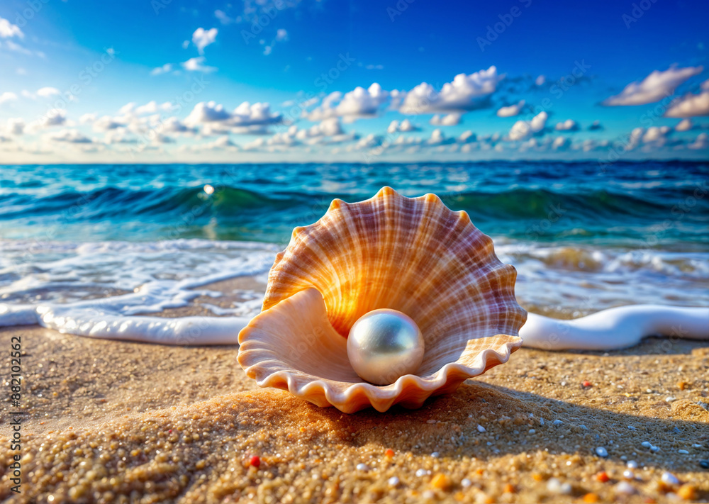shell, with pearl, on the shore, sea shell, with pearl, on the shore, sea