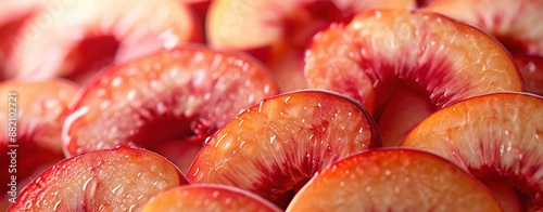 Succulent peach slices with a juicy, vibrant look and ample copy space
