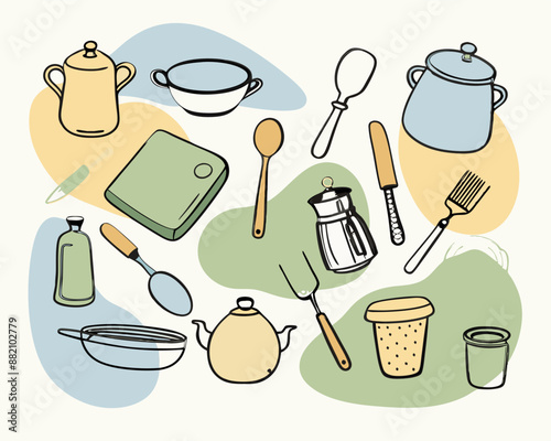 seamless pattern of cooking utensils v8