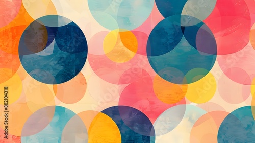 Abstract Colorful Overlapping Circles Background.