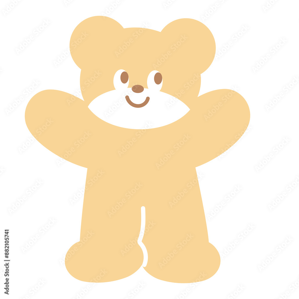 Obraz premium Illustration of teddy bear standing for cartoon character, comic, mascot, animal, sticker, standee, Valentine card, cute patches, shirt print, brooch, plush toy, kid doll, zoo, souvenir shop, emoji