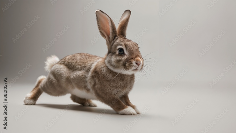 Obraz premium Cute bunny, happy bunny running on the floor, adorable fluffy bunny.