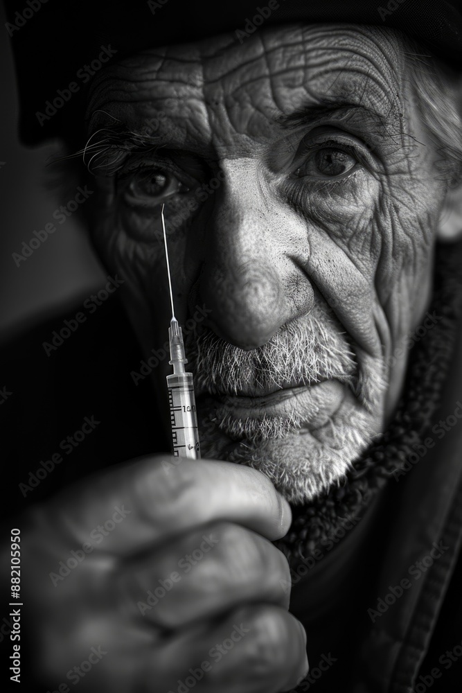 Close-up of Doctor's Hands Holding Syringe for Vaccination, High Contrast Realistic Image Close-up of Doctor's Hands Holding Syringe for Vaccination, High Contrast Realistic Image