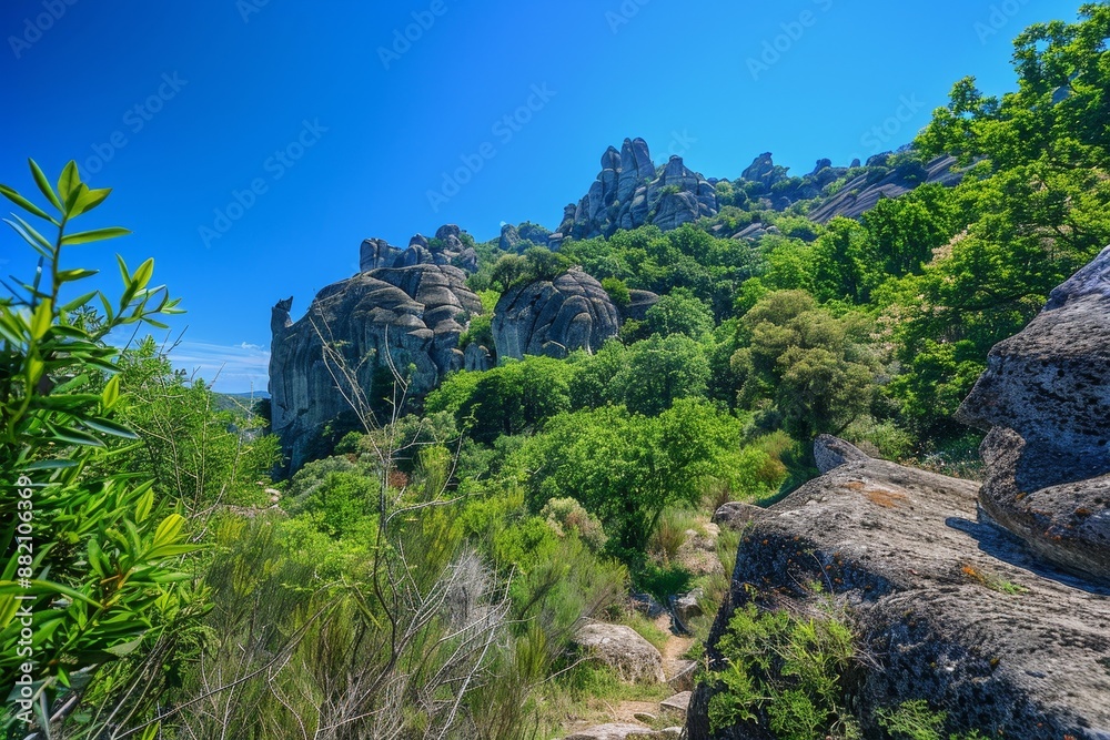 An example of the natural rounded pillars of Meteora in Trikala, Thessaly, Greece. An example of the natural rounded pillars of Meteora in Trikala, Thessaly, Greece.