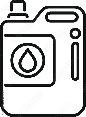 Simple black outline icon representing a gallon or jerrycan for liquids, with a drop symbol, ideal for web use