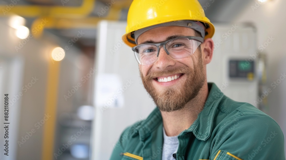 A professional technician in uniform is installing air conditioning system, installation maintenance and repair concept. A professional technician in uniform is installing air conditioning system, installation maintenance and repair concept.