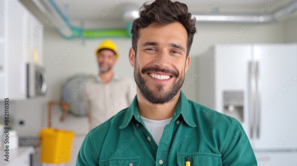 A professional technician in uniform is installing air conditioning system, installation maintenance and repair concept. A professional technician in uniform is installing air conditioning system, installation maintenance and repair concept.