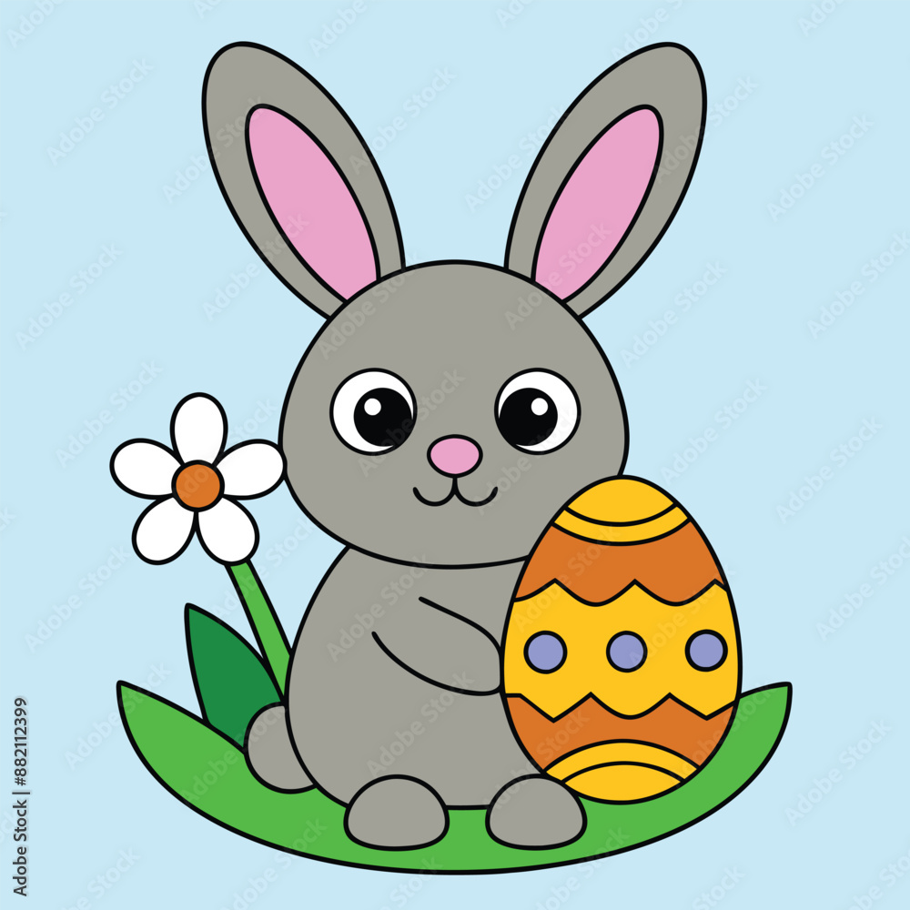 Cute rabbit with Easter egg vector illustration, ideal for clipart, line art, and printable designs. Cute rabbit with Easter egg vector illustration, ideal for clipart, line art, and printable designs.